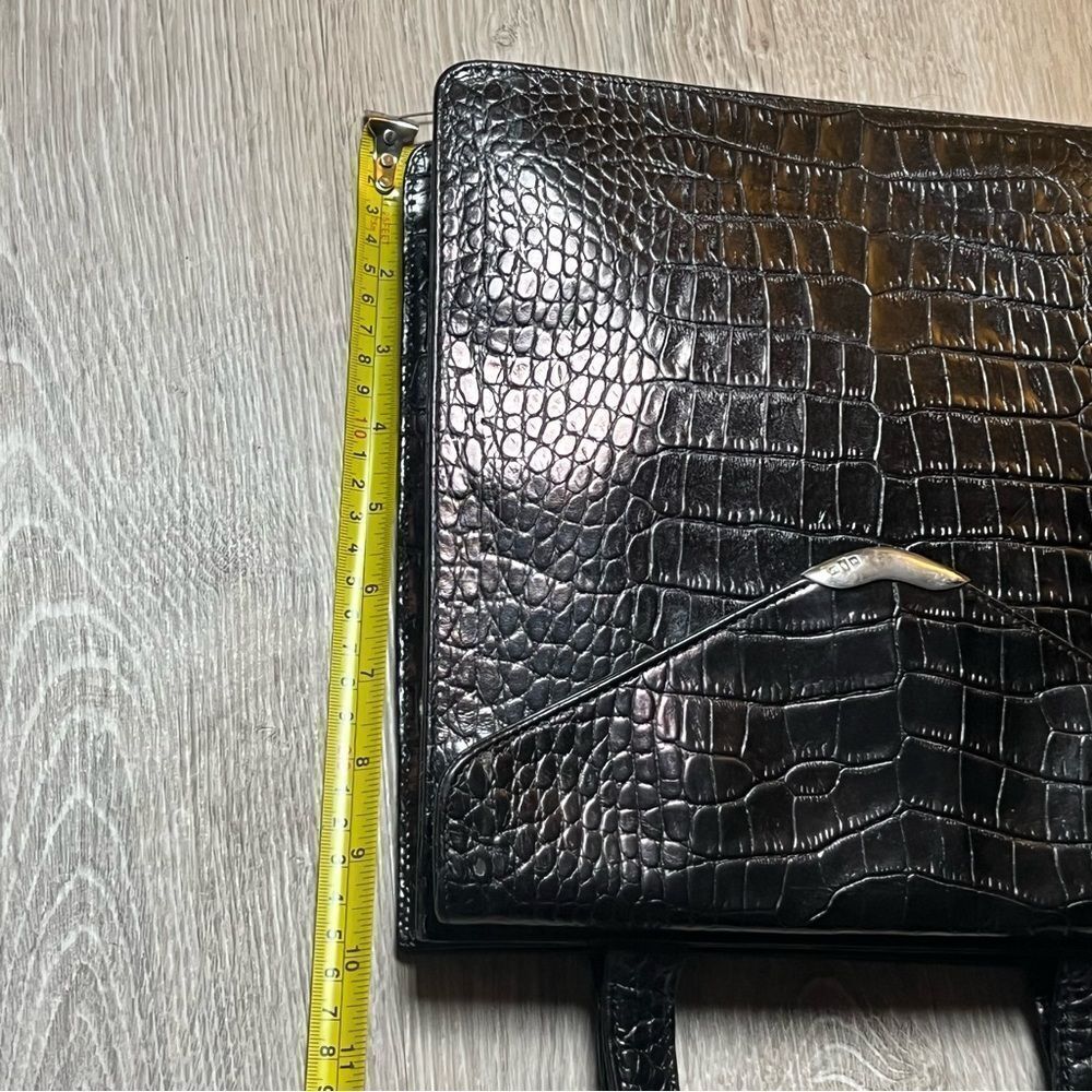 RALPH LAUREN COLLECTION Alligator Skin Leather Black Hand Bag Sterling Flap Tip - Picture 10 of 16